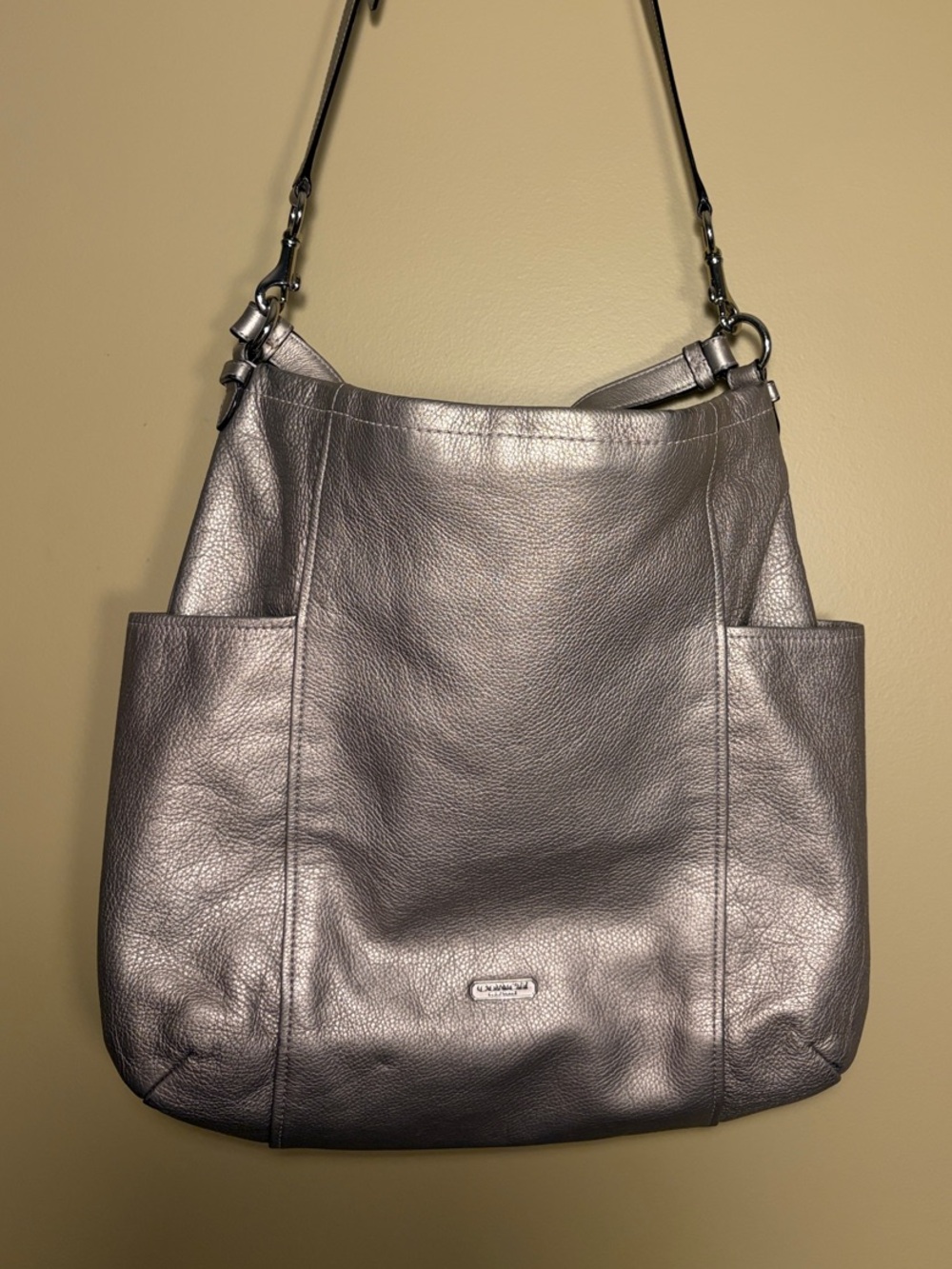 Coach Metallic Gray Leather Shoulder Bag